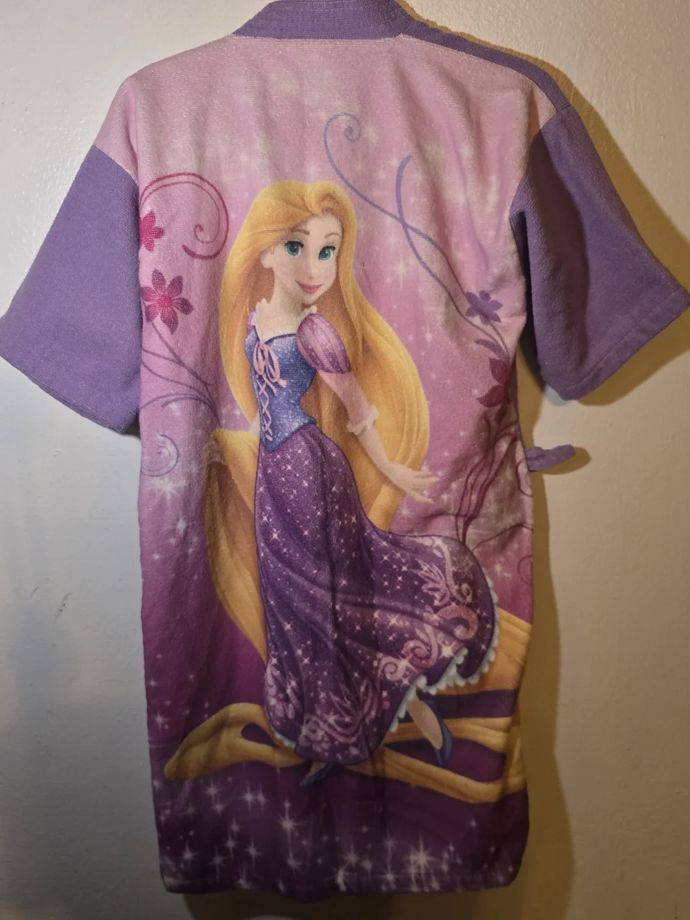 Disney Princess Rapunzel Tangled Girls Bathrobe Robe Size 12-14 Purple Lepper